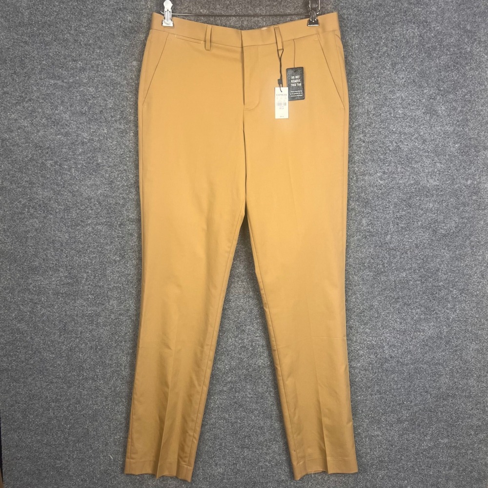 NEW Express Slim Dress Pants Mens 31x34 Tan NWT Stretch Chino Flat Front Khaki